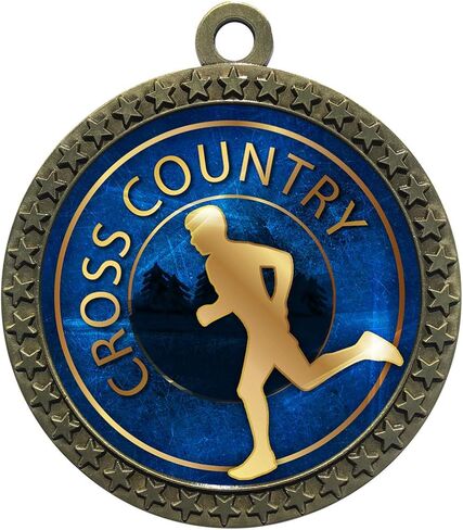 Express Medals 1 to 50 Packs Engraved Personalized Custom Gold Cross Country Medals Trophy Award with Neck Ribbon Medal Trophies Custom X Running Runner Race in Kuwait