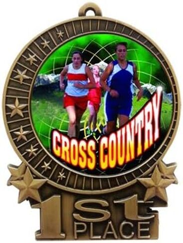Express Medals 1 to 50 Packs Engraved Personalized Custom Gold Cross Country Medals Trophy Award with Neck Ribbon Medal Trophies Custom X Running Runner Race in Kuwait