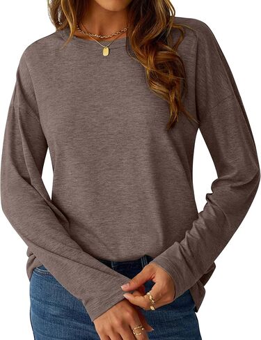 قمصان طويلة الأكمام للنساء طاقم الرقبة قمم أساسية غير رسمية سقوط سقوط الملابس 2025 in Kuwait