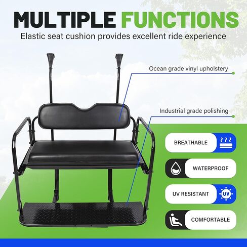 ECOTRIC Back Seat Compatible with 2004 and Up Club Car Precedent/Tempo/Onward Gas or Electric Models Golf Cart Flip Rear Seat Kit Fold Down Black in Saudi Arabia