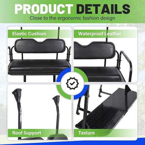 ECOTRIC Back Seat Compatible with 2004 and Up Club Car Precedent/Tempo/Onward Gas or Electric Models Golf Cart Flip Rear Seat Kit Fold Down Black in Saudi Arabia