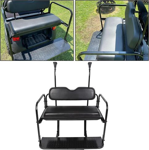 ECOTRIC Back Seat Compatible with 2004 and Up Club Car Precedent/Tempo/Onward Gas or Electric Models Golf Cart Flip Rear Seat Kit Fold Down Black in Saudi Arabia