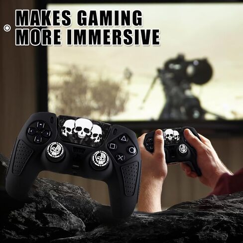 Spider Silicone PS5 Controller Set ، قبعات قبضة الإبهام وقاعدة مرتفعة ، غطاء وحدة تحكم مع قبضة محكم لوحدة التحكم اللاسلكية PS5 DualSense in Kuwait