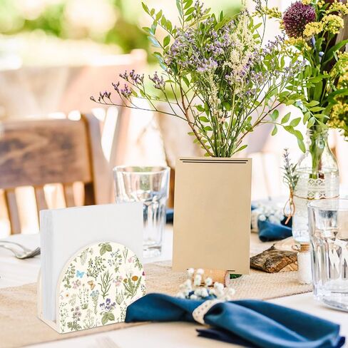 Wildflower Napkin Holder Vintage Floral Beige Wooden Tissue Dispenser for Spring Living Room Bathroom Kitchen Home Restaurant Table Countertop Decor in Saudi Arabia