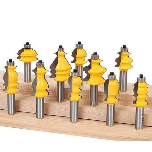 10pcs 12mm 12.7mm Shank Architectural Molding Router Bits Set Casing Base CNC Line Woodworking Cutters Face Mill(12.7mm shaft) in Kuwait