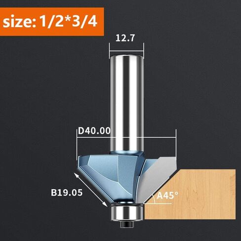 6.35mm 12.7mm Shank 45 Degree Chamfer Trimming Milling Cutter Tungsten Carbide Woodworking Router Bits CNC Tool for Wood(X00410) in Saudi Arabia