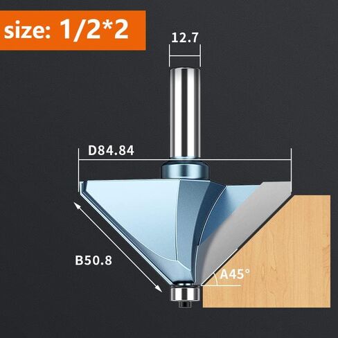 6.35mm 12.7mm Shank 45 Degree Chamfer Trimming Milling Cutter Tungsten Carbide Woodworking Router Bits CNC Tool for Wood(X00410) in Saudi Arabia