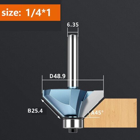 6.35mm 12.7mm Shank 45 Degree Chamfer Trimming Milling Cutter Tungsten Carbide Woodworking Router Bits CNC Tool for Wood(X00410) in Saudi Arabia