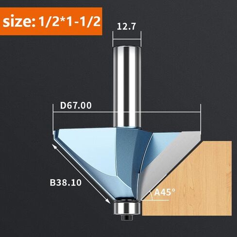 6.35mm 12.7mm Shank 45 Degree Chamfer Trimming Milling Cutter Tungsten Carbide Woodworking Router Bits CNC Tool for Wood(X00410) in Saudi Arabia