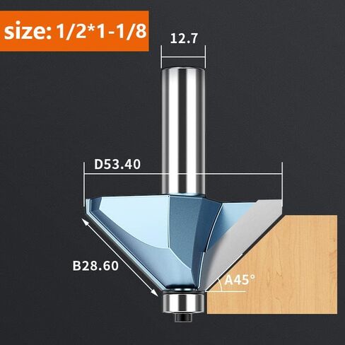 6.35mm 12.7mm Shank 45 Degree Chamfer Trimming Milling Cutter Tungsten Carbide Woodworking Router Bits CNC Tool for Wood(X00410) in Saudi Arabia