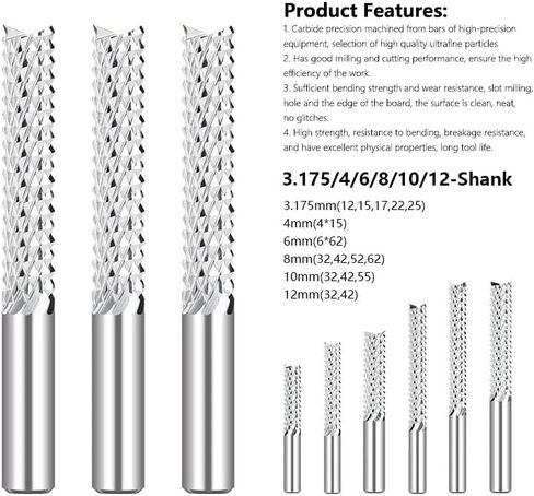 3.175mm 4mm 6mm 8mm 10mm 12mm Shank Carbide Corn End Mill Milling Cutter Bits PCB End Mill CNC Router Bit Cutting Milling Tools(D8x32x60L) in Saudi Arabia