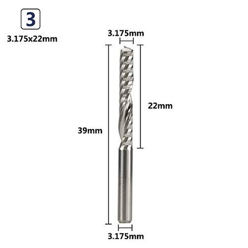 10pcs 3.175mm Shank Milling Cutter CNC End Mills Cutting Length 15/17/20/22mm One Flute Spiral Router Bits for Wood MDF PVC(3.175x20x3.175mm) in Saudi Arabia