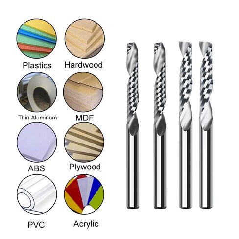 10pcs 3.175mm Shank Milling Cutter CNC End Mills Cutting Length 15/17/20/22mm One Flute Spiral Router Bits for Wood MDF PVC(3.175x20x3.175mm) in Saudi Arabia