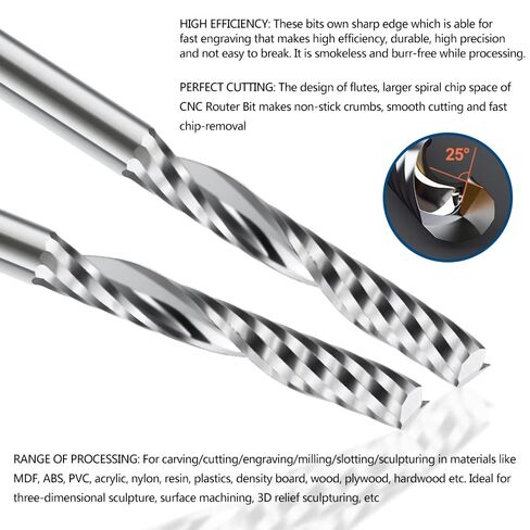10pcs 3.175mm Shank Milling Cutter CNC End Mills Cutting Length 15/17/20/22mm One Flute Spiral Router Bits for Wood MDF PVC(3.175x20x3.175mm) in Saudi Arabia