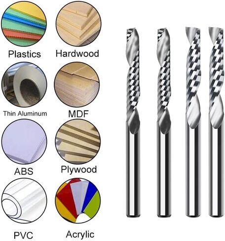 10pcs 3.175mm Shank Milling Cutter CNC End Mills Cutting Length 15/17/20/22mm One Flute Spiral Router Bits for Wood MDF PVC(3.175x20x3.175mm) in Saudi Arabia