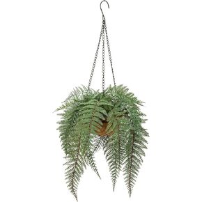 Large Fake Hanging Plants Mixed Fern Faux Hanging Plants Realistic Fake Plants with Hemp Rope Moss Artificial Hanging Plants Indoor for Home Bedroom Bathroom Porch Wall Window Sill Decor