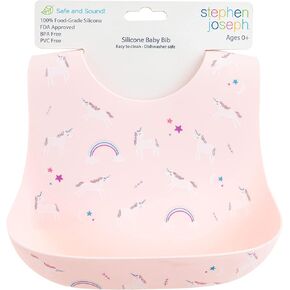Stephen Joseph Silicone Bib, One Size, UNICORN