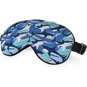 Blue Sharks Sleep Mask Eye Mask Ocean Sea Animal Fish Marine Funny Cute Wildlife Surfboard Sleep Mask Light Blocking Adjustable Smooth Soft for Women Deep Rest Travel in Kuwait