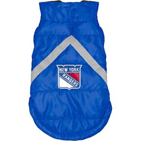 Littlearth Unisex-Adult NHL New York Rangers Pet Puffer Vest, Team Color, X-Large