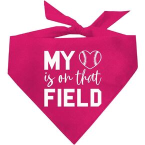 My Heart is On That Field Baseball Dog Bandana (1044 Black, One Size)