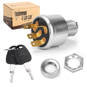 Golf Cart Ignition Switch 33639-G01 for EZGO E&G All Years,3 Way 4 Spade Terminal Key Switch with 2 Standard Keys for Light or Accessories