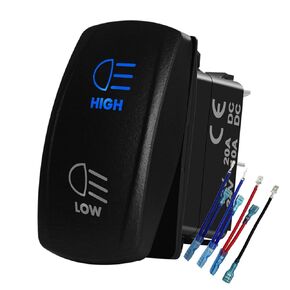 Blue Backlit Headlight High Low Beam Rocker Switch 7Pin ON-Off-ON DPDT Toggle Switch for Car Truck Jeep YJ Automotive Trailer Tractor Truck UTV Pickup RZR 12V 24V