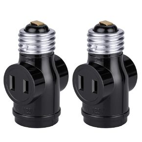 DiCUNO UL Listed E26 to 2 Polarized Outlet Socket Adapter, Standard (Medium) E26 Base Light Bulb to 2-Prong Outlet Plug Splitter Converter, White, 6-Pack
