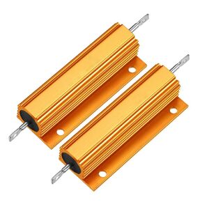 RX24 100W Aluminum Housing Resistor Screw Tap Chassis Mounted Aluminum Case Wirewound Resistor Load Resistors Gold Tone (5 Ohm/5RJ,2Pcs)