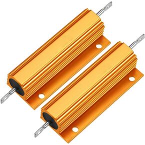RX24 100W Aluminum Housing Resistor Screw Tap Chassis Mounted Aluminum Case Wirewound Resistor Load Resistors Gold Tone (5 Ohm/5RJ,2Pcs) in Saudi Arabia