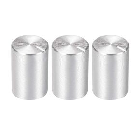 uxcell 3pcs Potentiometer Knob Knurled Shaft Silver Tone Aluminum 6mm Shaft Dia. Rotary Knob 10mmx15mm Volume Control Knob