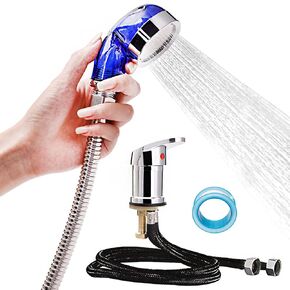 Shampoo Bowl Faucet, Salon Faucet for Barbershop Sink Shampoo Bed Chair Shower Replacement, Hot and Cold Mixer Shampoo Faucet (Blue)