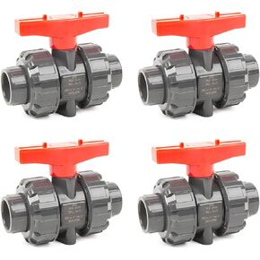 ChillWaves PVC Union Full Port Ball Valve，3/4"(DN20) True Union Ball Valve，ASTM EPDM O-ring，PTFE Seats，Suitable for Water Supply System，3/4" Slip Socket(2-PACK)
