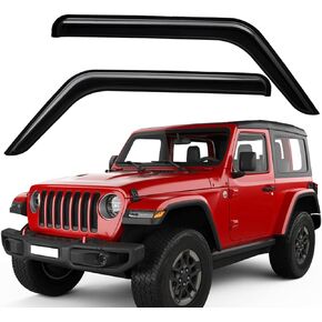 Lightronic WV192467 in-Channel Side Window Deflectors & Visors Rain Guard, Dark Smoke, 2-Pieces Set, Fits 2018-2024 Jeep Wrangler JL (2-Doors), 2020-2024 Jeep Gladiator, Crew Cab Pickup