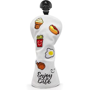 Funny Hamburger Golf Club Cover White for Driver and Woods - 4 Options - Golf Driver Headcover/ #3 4 5 7 X Fairway Wood Cover/Hybrid Utility Headcover