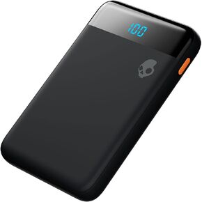 Skullcandy Stash Mini Portable Charger, 5000mAh Power Bank with 12W USB A Charging Port and 12W USB C Charging Port, Bonus USB A to Micro USB / Type C Dual Charging Cable - Black/Orange