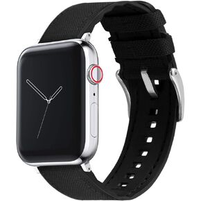 BARTON Cordura Fabric and Silicone Hybrid Watch Bands with Integrated quick release spring bars - Compatible with all Apple Watch Models - Series 8, 7, 6, 5, 4, 3, 2,1, SE & Ultra - Size 38mm, 40mm, 41mm, 42mm, 44mm, 45mm & 49mm