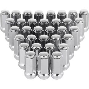 SCITOO M14x1.5 Wheel Lug Nuts,Chrome Lug Nuts Spline Closed End Socket Thread,14X1.5 Lug Nuts 3/4" Hex for Ford for F-250 for GMC Yukon for Cadillac 32pcs Chrome
