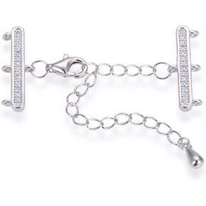 1 Set Adabele Authentic 925 Sterling Silver 3 Multi Strands Clasp Adjustable Chain Connector Set Tarnish Resistant Rhodium Plated Jewelry Making Findings SS393
