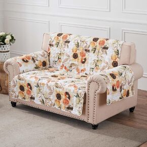 Greenland Home Somerset Quilted Reversible Furniture Cover, Arm Chair, 81 W x 81 L, Gold