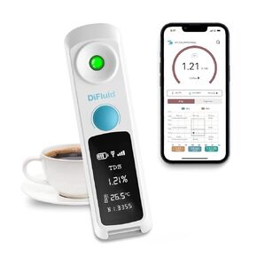 R2 Extract Coffee TDS Refractometer, Multi-Test Modes & OTA Updates DiFluid Café APP with Range 0-30%, Precision 0.02%,Resolution 0.01%,Accuracy 0.03% TDS, Rechargeable, Portable