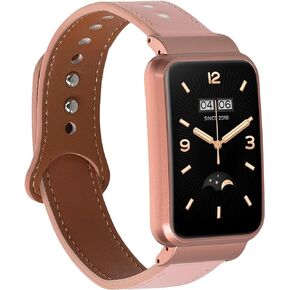 kwmobile Real Leather Watch Strap Compatible with Xiaomi Mi Band 7 Pro - Fitness Tracker Replacement Sports Wristband with Clasp