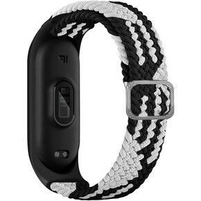 حزام من النايلون المطاطي المضفر لـ Xiaomi Mi Band 5/6/7، ملحقات الساعة الذكية، حزام حزام حلقة منفرد قابل للتعديل، سوار متين، سوار معصم مزود بإبزيم من الفولاذ المقاوم للصدأ