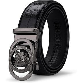 VANNANBA Leather Ratchet Belts for Men Dragon Leopard Buckle Design Individuation Belts