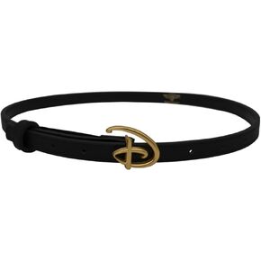 Buckle-Down Men's Disney, Signature D Logo Gold Cast Black, Vegan Leather Belt