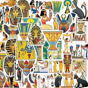 50Pcs Retro Stickers, Ancient Egypt Stickers for Laptop, Scrapbooking, Water Bottle, Luggage, Notebook, Computer, Waterproof Vinyl Vintage Stickers