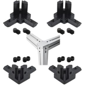 4PCS Black Aluminum Profile Connector，TTZEZE 3030 Series 3-Way End Corner Bracket Solid Connector with M6 Screw for Standard 8mm T Slot Aluminium Alloy Extrusion Profile 3D Printer Parts,Thickness 6mm