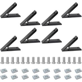 8Pcs 45 Angle Degree 2020 Aluminum Extrusion Corner Brackets 20 Series Extrusion Connectors with 16PCS 20 Series Aluminum Extruded Profiles M5 T Slide Nuts and Screws 45° Brackets