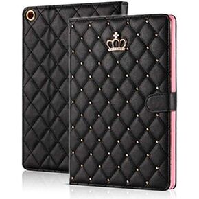 for iPad 9.7 Inch 6th/5th Generation 2018/2017 Case,iPad air 2/iPad Air,Crown Bling Diamond Cute PU Leather Smart Auto Sleep/Wake Folio Stand Shockproof Cover for Apple iPad 9.7 Inch (Black)