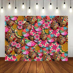 Lofaris Africa Ethiopian Wicker Baskets Backdrop Traditional Colorful Baskets Wall Background Wedding Bridal Shower Birthday Portrait Photo Studio Booth Props 7x5ft