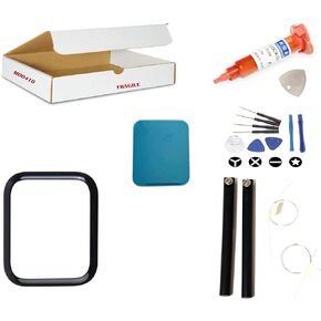 Screen Repair Kit Compatible for Apple Watch SE (44mm) Model A2352 A2354 - Front Glass Lens Replacement, gold, silver, black white, pink (A1976 A1978 A2008)